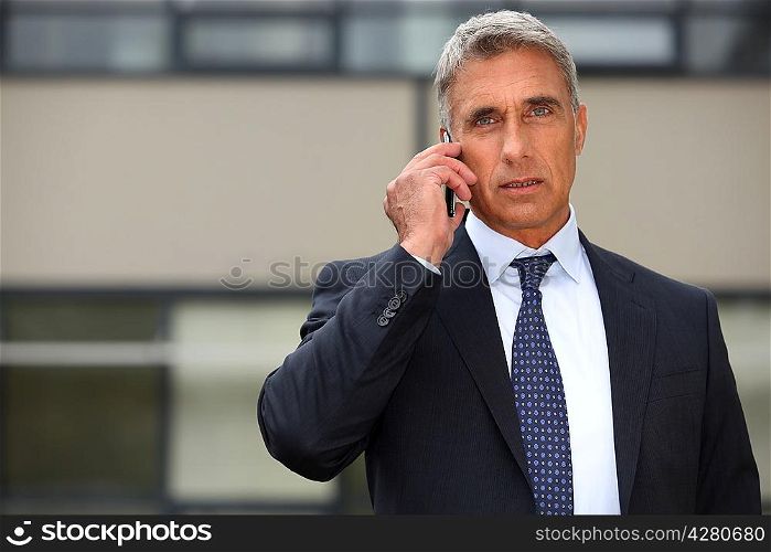 Mature businessman using a cell phone