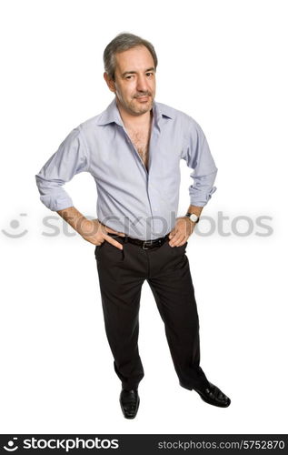 mature casual man, isolated on white background