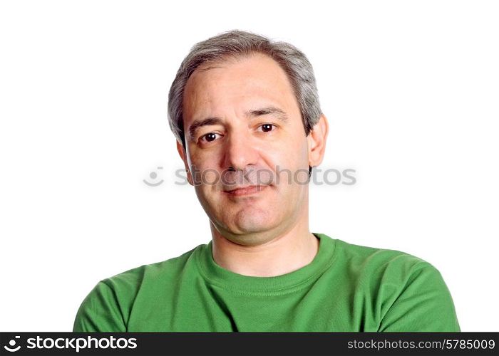 mature casual man portrait, isolated on white