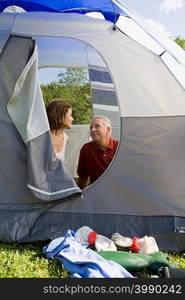 Mature couple camping