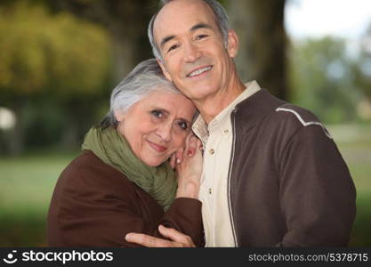 Mature couple embracing