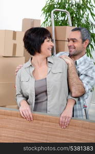 Mature couple moving house