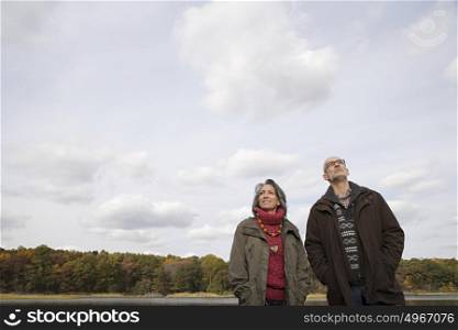 Mature couple near a forest