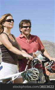 Mature couple on cycling holiday
