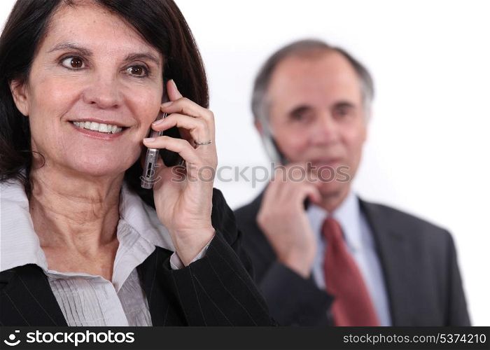 mature couple on the phone