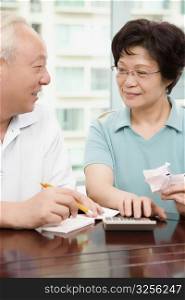Mature couple working on home finances
