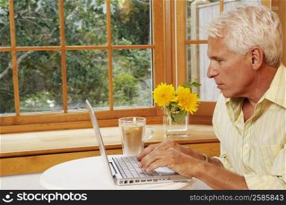 Mature man using a laptop