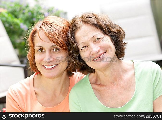 Mature mother and daughter