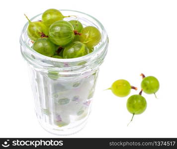 Mature, sweet green gooseberry, isolated on white background. Studio Photo. Mature, sweet green gooseberry, isolated on white background