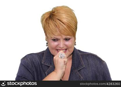 Mature Woman Body Language Expressions - Anxious Nail Biting