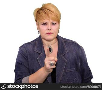 Mature Woman Body Language Expressions - Finger Pointing Angry Warning