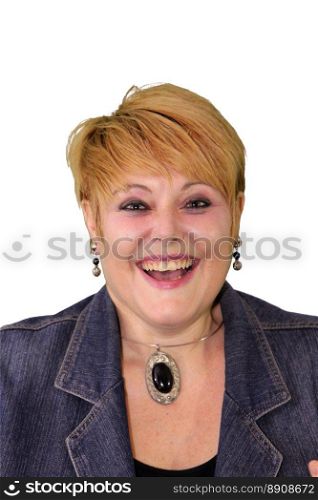 Mature Woman Body Language Expressions - Laughing Out Load