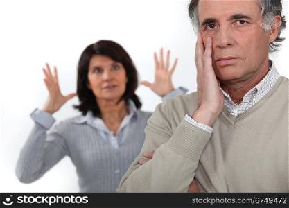 Mature woman frustrated with her husband