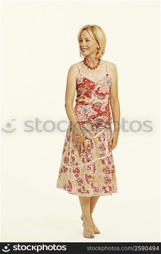 Mature woman smiling and looking away