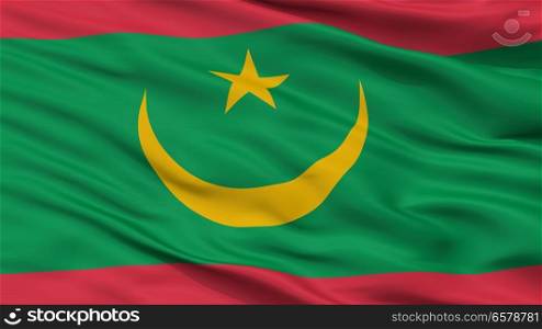 Mauritania Flag, Closeup View. Mauritania Flag Closeup