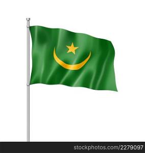 Mauritania flag, three dimensional render, isolated on white. Mauritania flag isolated on white