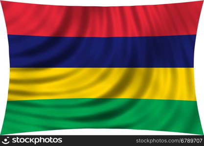 Mauritian national official flag. African patriotic symbol, banner, element, background. Correct colors. Flag of Mauritius waving, isolated on white, 3d illustration