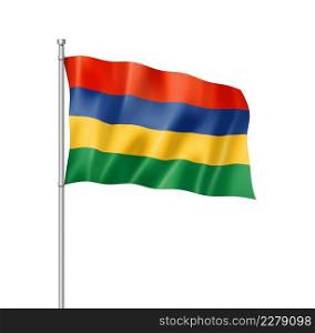Mauritius flag, three dimensional render, isolated on white. Mauritius flag isolated on white