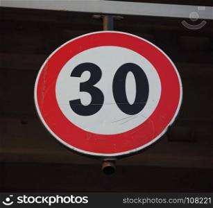 maximum speed sign. Regulatory signs, maximum speed limit 30 traffic sign
