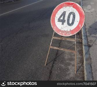 maximum speed sign with copy space. Regulatory signs, maximum speed limit 40 mph traffic sign with copy space