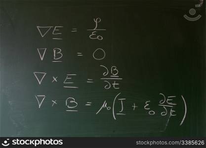 Maxwell&rsquo;s equations of electrodynamics written on a chalkboard