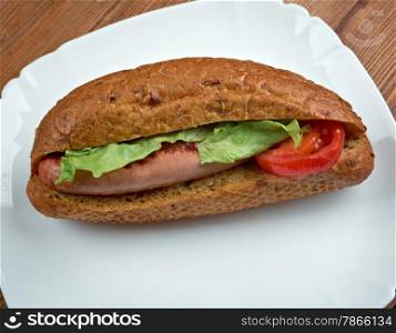 Maxwell Street Polish - American sandwich, consists of grilled Polish sausage