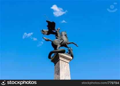 May 10, 2019 Kremlin, Russia, Nizhny Novgorod, sculpture of St. George the Victorious on a horse. May 10, 2019 Kremlin, Nizhny Novgorod, sculpture of St. George the Victorious on a horse