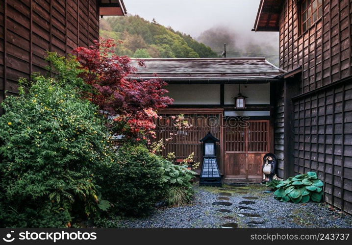 MAY 29, 2013 Nagano, Japan - Old wooden house of Narai Post town (Narai-Juku) the midpoint town on Nakasendo road, Edo period trading route between old Tokyo and Kyoto