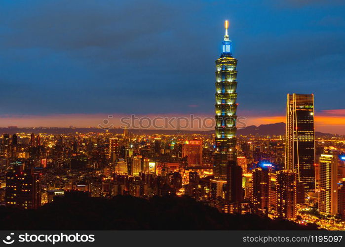 May 4, 2019 Taipei ,Taiwan: Skyline of Taipei cityscape Taipei 101 building of Taipei financial city ,Taiwan