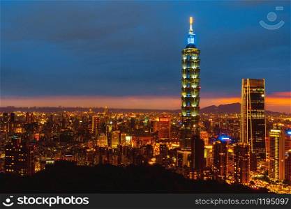 May 4, 2019 Taipei ,Taiwan: Skyline of Taipei cityscape Taipei 101 building of Taipei financial city ,Taiwan