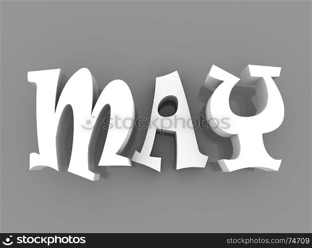 May sign with colour black and white. 3d paper illustration.