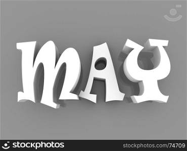 May sign with colour black and white. 3d paper illustration.