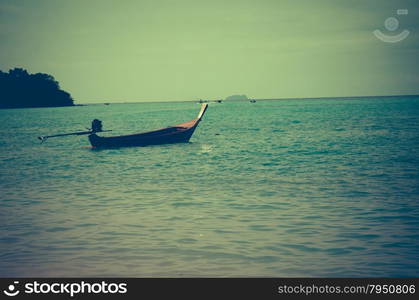 Maya bay, Phi Phi Leh island,Thailand. Vintage photographs.