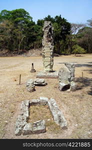 Mayan stela on the square in Copan, Honduras