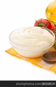 mayonnaise sauce in bowl isolated on white background