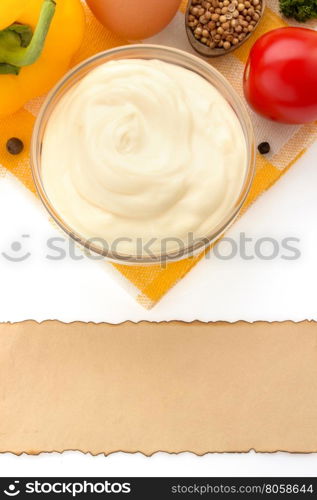 mayonnaise sauce in bowl isolated on white background