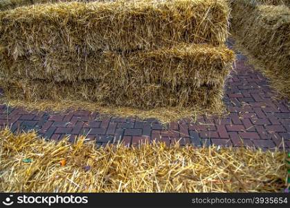 Maze for either people or livestock to navigate made from straw bales