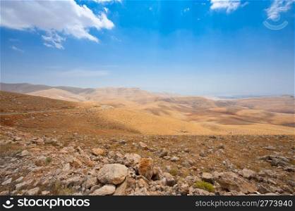 Meandering Road In Sand Hills of Samaria, Israel