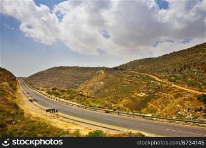 Meandering Road in Sand Hills of Samaria, Israel