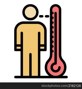 Measure body temperature icon. Outline measure body temperature vector icon color flat isolated. Measure body temperature icon color outline vector