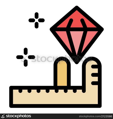 Measure diamond icon. Outline measure diamond vector icon color flat isolated. Measure diamond icon color outline vector