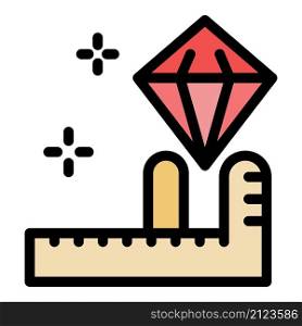 Measure diamond icon. Outline measure diamond vector icon color flat isolated. Measure diamond icon color outline vector