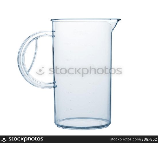 Measured transparent empty glass. Isolated on white background