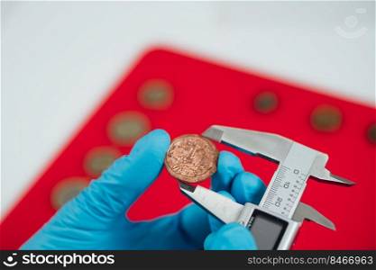 Measuring ancient coin size with caliper. Measuring Ancient Coin Size with Caliper 