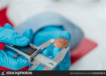 Measuring ancient coin size with caliper. Measuring Ancient Coin Size with Caliper 