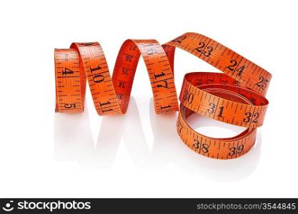 Measuring tape of the tailor isolated on white background