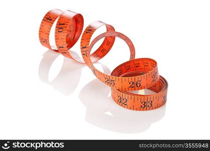 Measuring tape of the tailor isolated on white background