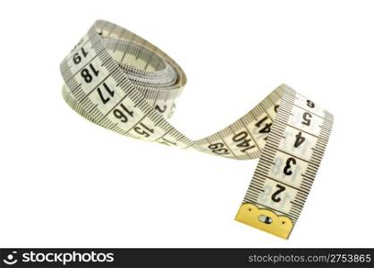 Measuring tape of the tailor white color. It is isolated on a white background