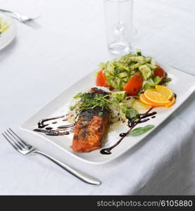 meat and fish snacks on table