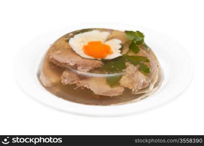 Meat aspic with verdure and carrot on plate